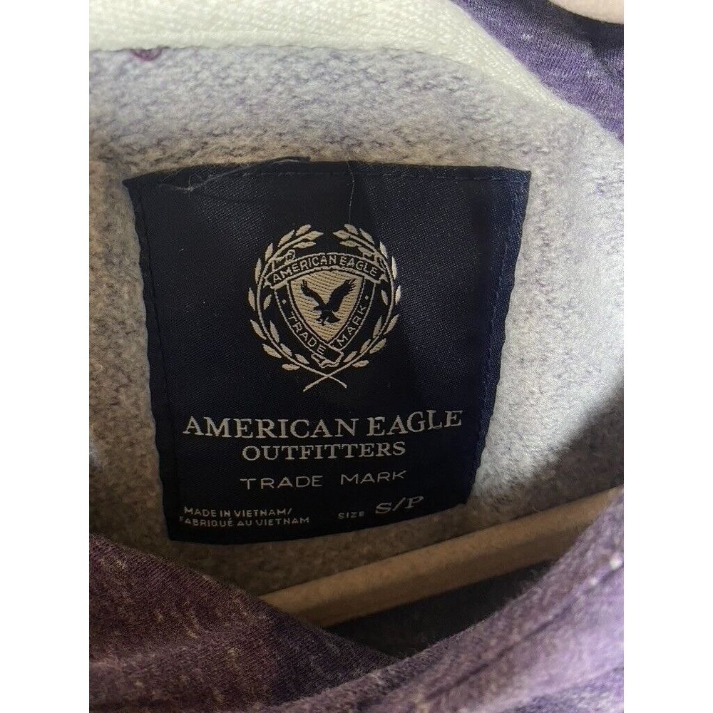 American Eagle Sweater Womens Small Petite Purple Logo Pullover Hoodie Ladies. - Picture 4 of 7